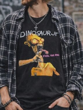 Dinosaur Jr Black Graphic T-shirt M Feel The Pain Band Grunge Fandom Band Tee